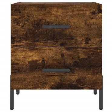 vidaXL Κομοδίνα 2 τεμ. Καπνιστή Δρυς 40x35x47,5cm Επεξεργ. Ξύλο