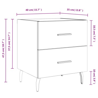 vidaXL Κομοδίνα 2 τεμ. Καπνιστή Δρυς 40x35x47,5cm Επεξεργ. Ξύλο