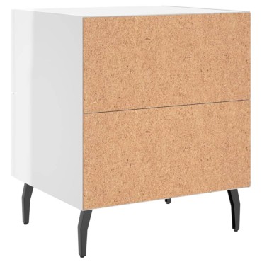vidaXL Κομοδίνα 2 τεμ. Γυαλ. Λευκό 40x35x47,5cm Επεξεργασμένο Ξύλο