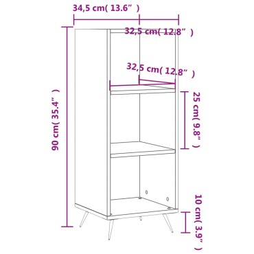 vidaXL Ραφιέρα Καφέ Δρυς 34,5x32,5x90cm από Επεξεργασμένο Ξύλο 1 τεμ.