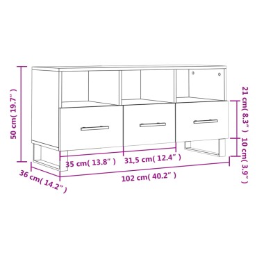 vidaXL Έπιπλο Τηλεόρασης Λευκό 102x36x50cm από Επεξεργ. Ξύλο