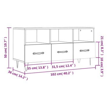 vidaXL Έπιπλο Τηλεόρασης Γυαλ. Λευκό 102x36x50cm Επεξεργασμένο Ξύλο