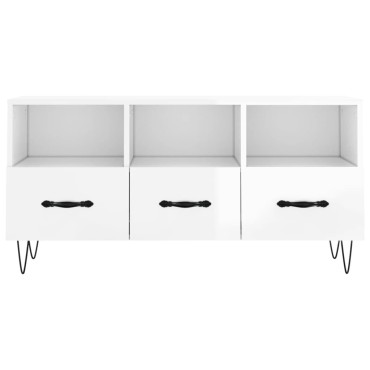 vidaXL Έπιπλο Τηλεόρασης Γυαλ. Λευκό 102x36x50cm Επεξεργασμένο Ξύλο