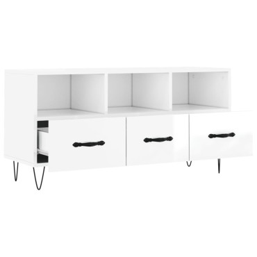 vidaXL Έπιπλο Τηλεόρασης Γυαλ. Λευκό 102x36x50cm Επεξεργασμένο Ξύλο
