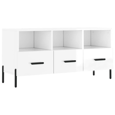 vidaXL Έπιπλο Τηλεόρασης Γυαλ. Λευκό 102x36x50cm Επεξεργασμένο Ξύλο