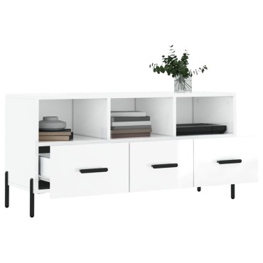 vidaXL Έπιπλο Τηλεόρασης Γυαλ. Λευκό 102x36x50cm Επεξεργασμένο Ξύλο
