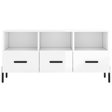 vidaXL Έπιπλο Τηλεόρασης Γυαλ. Λευκό 102x36x50cm Επεξεργασμένο Ξύλο