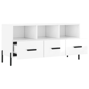 vidaXL Έπιπλο Τηλεόρασης Γυαλ. Λευκό 102x36x50cm Επεξεργασμένο Ξύλο