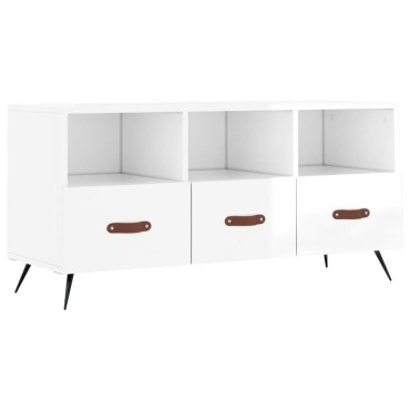 vidaXL Έπιπλο Τηλεόρασης Γυαλ. Λευκό 102x36x50cm Επεξεργασμένο Ξύλο