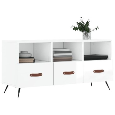 vidaXL Έπιπλο Τηλεόρασης Γυαλ. Λευκό 102x36x50cm Επεξεργασμένο Ξύλο