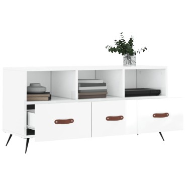 vidaXL Έπιπλο Τηλεόρασης Γυαλ. Λευκό 102x36x50cm Επεξεργασμένο Ξύλο