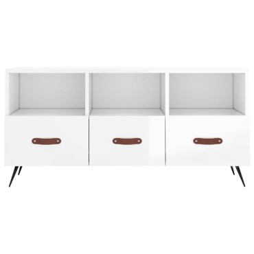 vidaXL Έπιπλο Τηλεόρασης Γυαλ. Λευκό 102x36x50cm Επεξεργασμένο Ξύλο