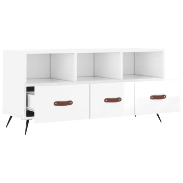 vidaXL Έπιπλο Τηλεόρασης Γυαλ. Λευκό 102x36x50cm Επεξεργασμένο Ξύλο