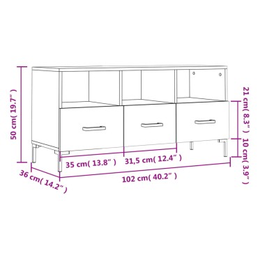 vidaXL Έπιπλο Τηλεόρασης Γκρι Σκυροδέματος 102x36x50cm Επεξ. Ξύλο