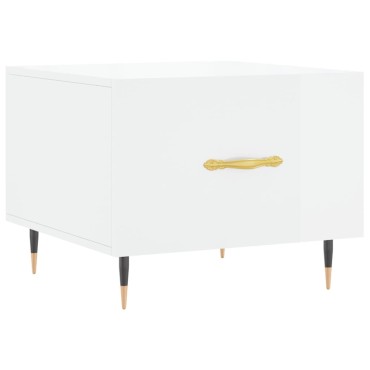 vidaXL Τραπεζάκι Σαλονιού Γυαλ. Λευκό 50x50x40cm Επεξεργ. Ξύλο 1 τεμ.