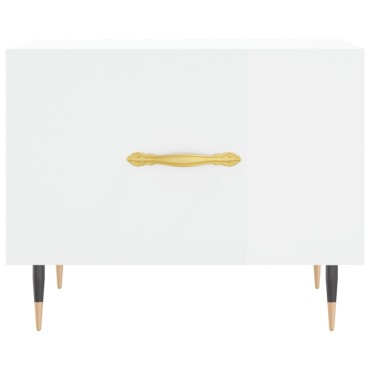 vidaXL Τραπεζάκι Σαλονιού Γυαλ. Λευκό 50x50x40cm Επεξεργ. Ξύλο 1 τεμ.