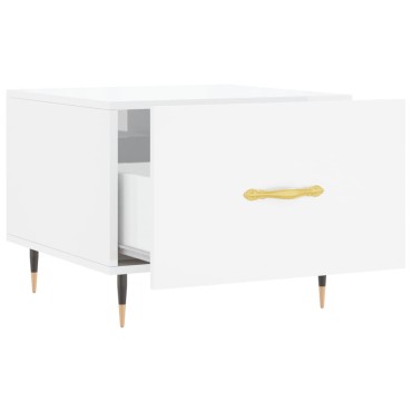 vidaXL Τραπεζάκι Σαλονιού Γυαλ. Λευκό 50x50x40cm Επεξεργ. Ξύλο 1 τεμ.