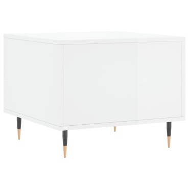 vidaXL Τραπεζάκι Σαλονιού Γυαλ. Λευκό 50x50x40cm Επεξεργ. Ξύλο 1 τεμ.