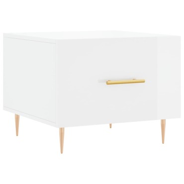 vidaXL Τραπεζάκι Σαλονιού Γυαλ. Λευκό 50x50x40cm Επεξεργ. Ξύλο 1 τεμ.