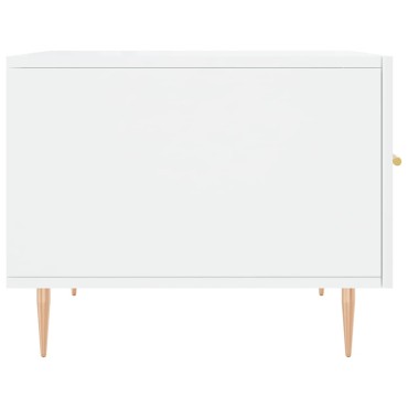 vidaXL Τραπεζάκι Σαλονιού Γυαλ. Λευκό 50x50x40cm Επεξεργ. Ξύλο 1 τεμ.