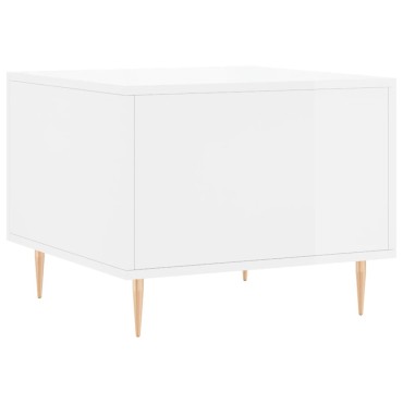 vidaXL Τραπεζάκι Σαλονιού Γυαλ. Λευκό 50x50x40cm Επεξεργ. Ξύλο 1 τεμ.