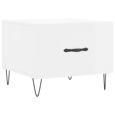 vidaXL Τραπεζάκι Σαλονιού Γυαλ. Λευκό 50x50x40cm Επεξεργ. Ξύλο 1 τεμ.