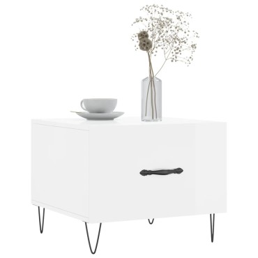 vidaXL Τραπεζάκι Σαλονιού Γυαλ. Λευκό 50x50x40cm Επεξεργ. Ξύλο 1 τεμ.