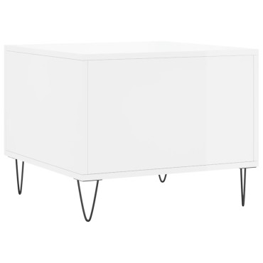 vidaXL Τραπεζάκι Σαλονιού Γυαλ. Λευκό 50x50x40cm Επεξεργ. Ξύλο 1 τεμ.