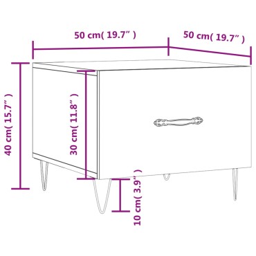 vidaXL Τραπεζάκι Σαλονιού Γκρι Σκυροδ. 50x50x40cm Επεξεργ. Ξύλο 1 τεμ.