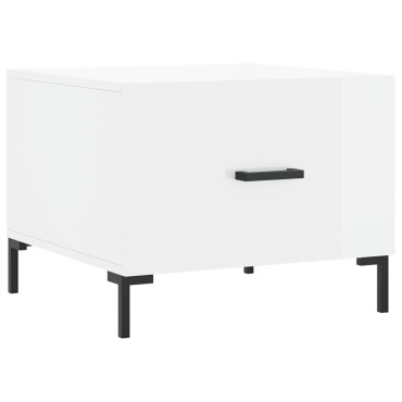 vidaXL Τραπεζάκι Σαλονιού Γυαλ. Λευκό 50x50x40cm Επεξεργ. Ξύλο 1 τεμ.