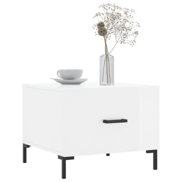 vidaXL Τραπεζάκι Σαλονιού Γυαλ. Λευκό 50x50x40cm Επεξεργ. Ξύλο 1 τεμ.
