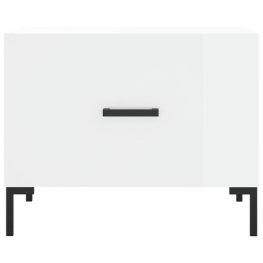 vidaXL Τραπεζάκι Σαλονιού Γυαλ. Λευκό 50x50x40cm Επεξεργ. Ξύλο 1 τεμ.