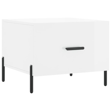 vidaXL Τραπεζάκι Σαλονιού Γυαλ. Λευκό 50x50x40cm Επεξεργ. Ξύλο 1 τεμ.