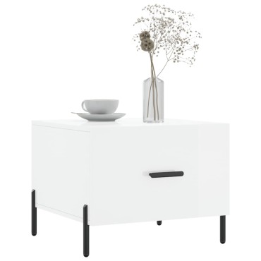 vidaXL Τραπεζάκι Σαλονιού Γυαλ. Λευκό 50x50x40cm Επεξεργ. Ξύλο 1 τεμ.