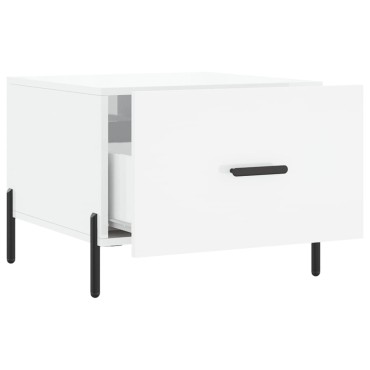 vidaXL Τραπεζάκι Σαλονιού Γυαλ. Λευκό 50x50x40cm Επεξεργ. Ξύλο 1 τεμ.