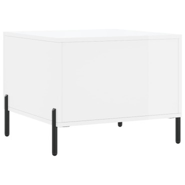 vidaXL Τραπεζάκι Σαλονιού Γυαλ. Λευκό 50x50x40cm Επεξεργ. Ξύλο 1 τεμ.