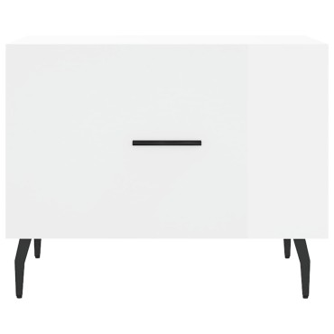vidaXL Τραπεζάκι Σαλονιού Γυαλ. Λευκό 50x50x40cm Επεξεργ. Ξύλο 1 τεμ.