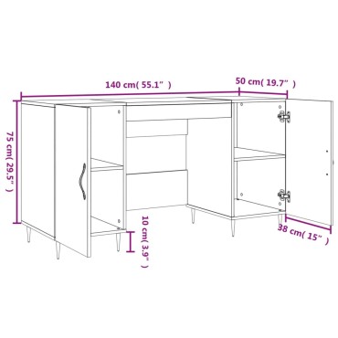 vidaXL Γραφείο Γκρι Sonoma 140x50x75cm από Επεξεργασμένο Ξύλο 1 τεμ.