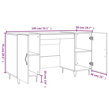 vidaXL Γραφείο Γκρι Sonoma 140x50x75cm από Επεξεργασμένο Ξύλο 1 τεμ.