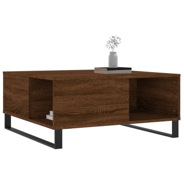 vidaXL Τραπεζάκι Σαλονιού Καφέ Δρυς 80x80x36,5cm Επεξεργασμένο Ξύλο 1 τεμ.