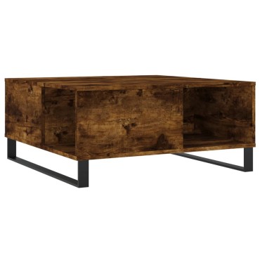 vidaXL Τραπεζάκι Σαλονιού Καπνιστή Δρυς 80x80x36,5cm Επεξεργασμ. Ξύλο 1 τεμ.