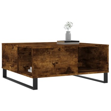 vidaXL Τραπεζάκι Σαλονιού Καπνιστή Δρυς 80x80x36,5cm Επεξεργασμ. Ξύλο 1 τεμ.