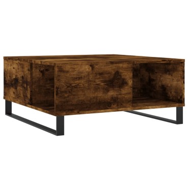 vidaXL Τραπεζάκι Σαλονιού Καπνιστή Δρυς 80x80x36,5cm Επεξεργασμ. Ξύλο 1 τεμ.