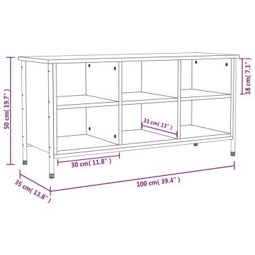 vidaXL Παπουτσοθήκη Καφέ Δρυς 100x35x50cm από Επεξεργασμένο Ξύλο