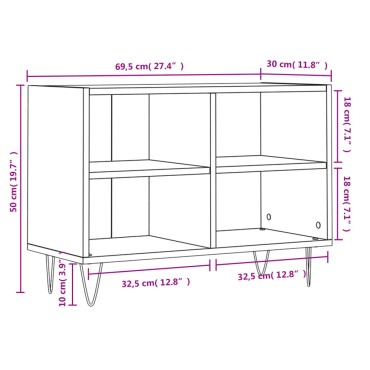 vidaXL Έπιπλο Τηλεόρασης Γυαλ. Λευκό 69,5x30x50cm Επεξεργασμένο Ξύλο