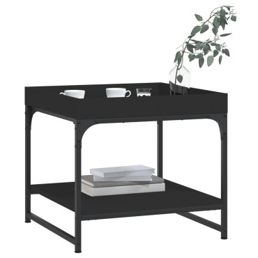 vidaXL Τραπεζάκι Σαλονιού Μαύρο 49,5x49,5x45cm Επεξεργασμένο Ξύλο 1 τεμ.