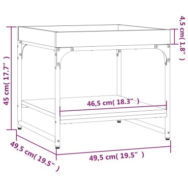 vidaXL Τραπεζάκι Σαλονιού Μαύρο 49,5x49,5x45cm Επεξεργασμένο Ξύλο 1 τεμ.