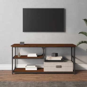 vidaXL Έπιπλο Τηλεόρασης Καφέ Δρυς 103x38x46,5cm Επεξ. Ξύλο & Ατσάλι
