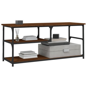 vidaXL Έπιπλο Τηλεόρασης Καφέ Δρυς 103x38x46,5cm Επεξ. Ξύλο & Ατσάλι