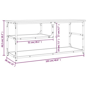 vidaXL Έπιπλο Τηλεόρασης Καφέ Δρυς 103x38x46,5cm Επεξ. Ξύλο & Ατσάλι